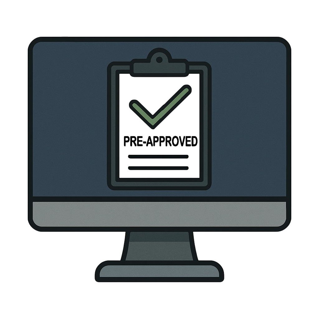Pre-approved on a computer screen