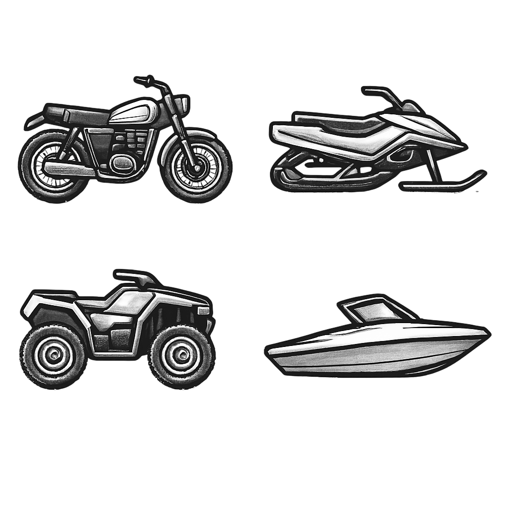 Bike, snowmobile, ATV, and boat
